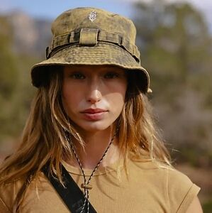 Free People Movement Happy Trails Bucket Hat Green Embroidered One Size